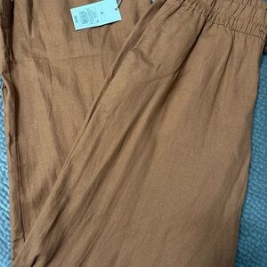 Brown Elastic Waist Pants